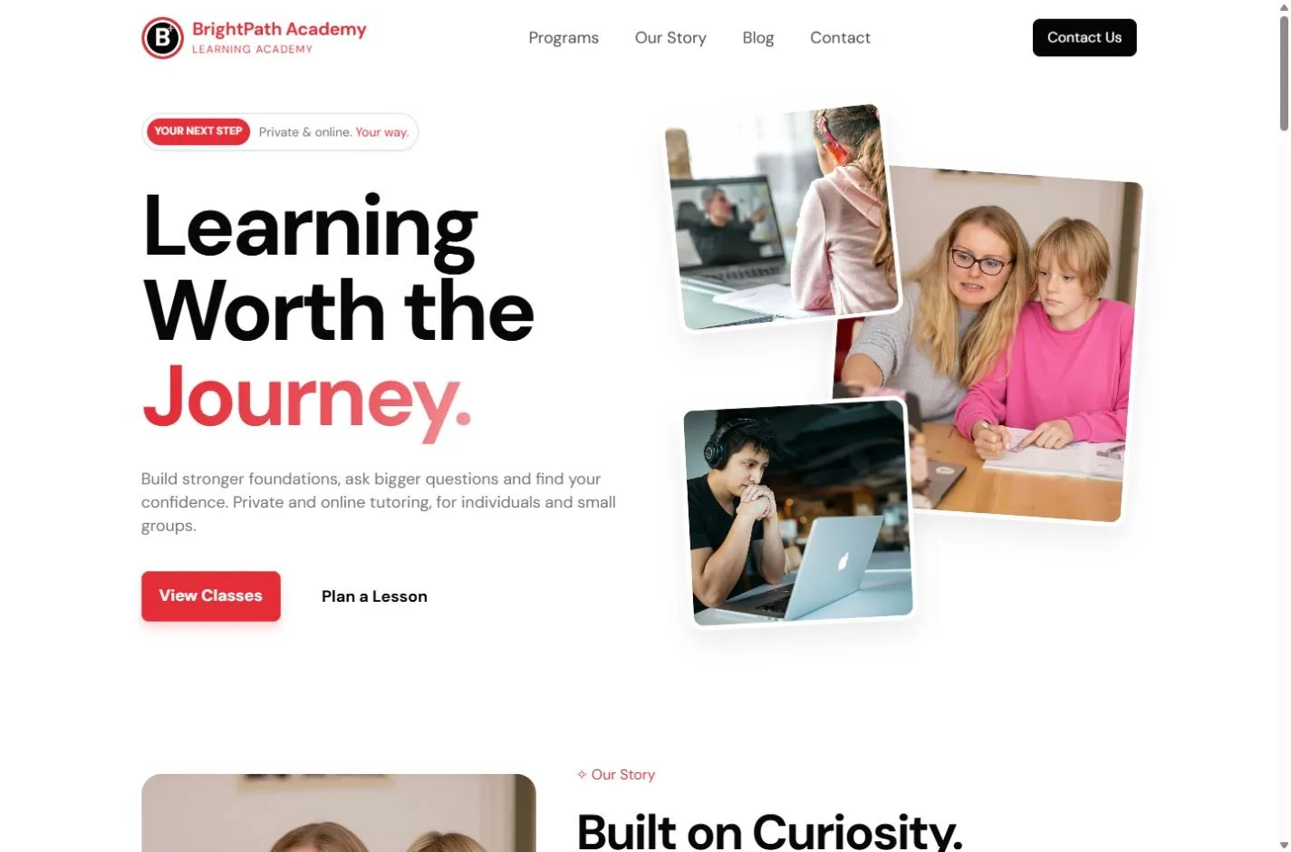 BrightPath Academy website on desktop