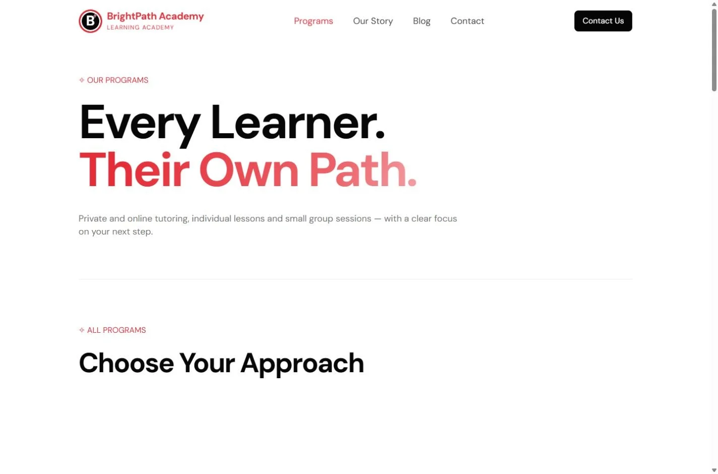 BrightPath Academy: Tutoring programs on a laptop