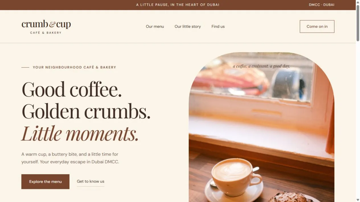 Crumb & Cup website design preview