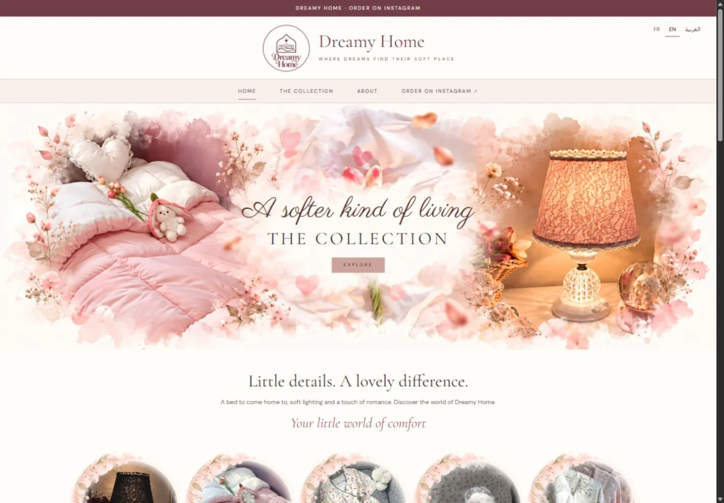 Dreamy Home: Homepage on a laptop
