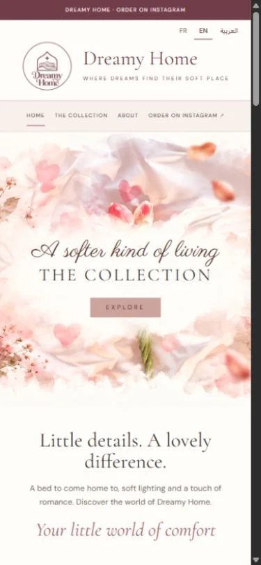 Dreamy Home: Homepage on a phone