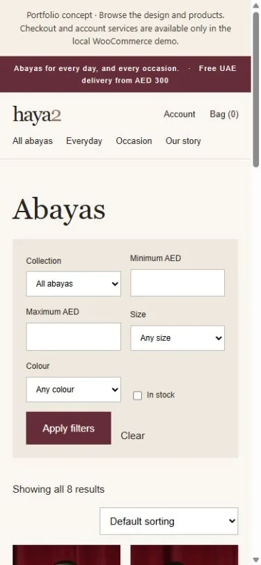 Haya 2: Abaya catalogue on a phone