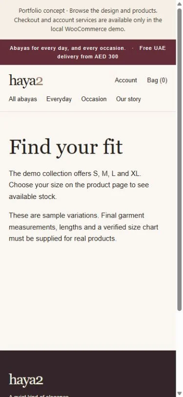 Haya 2: Size guide on a phone