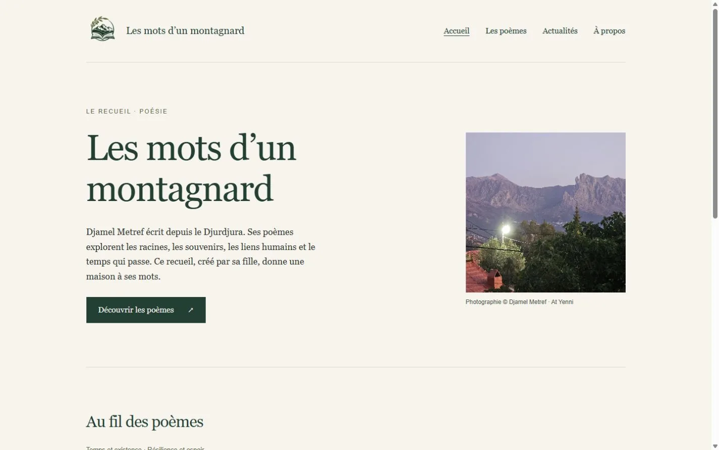 Les mots d’un montagnard website on desktop