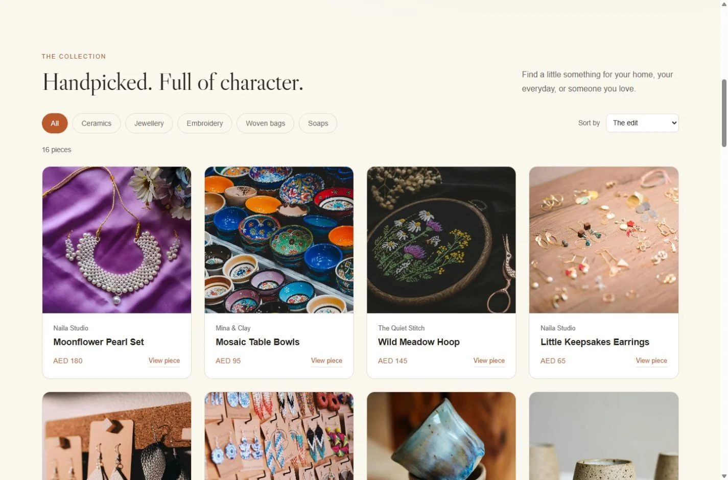 Loom & Kiln: Artisan collection on a laptop