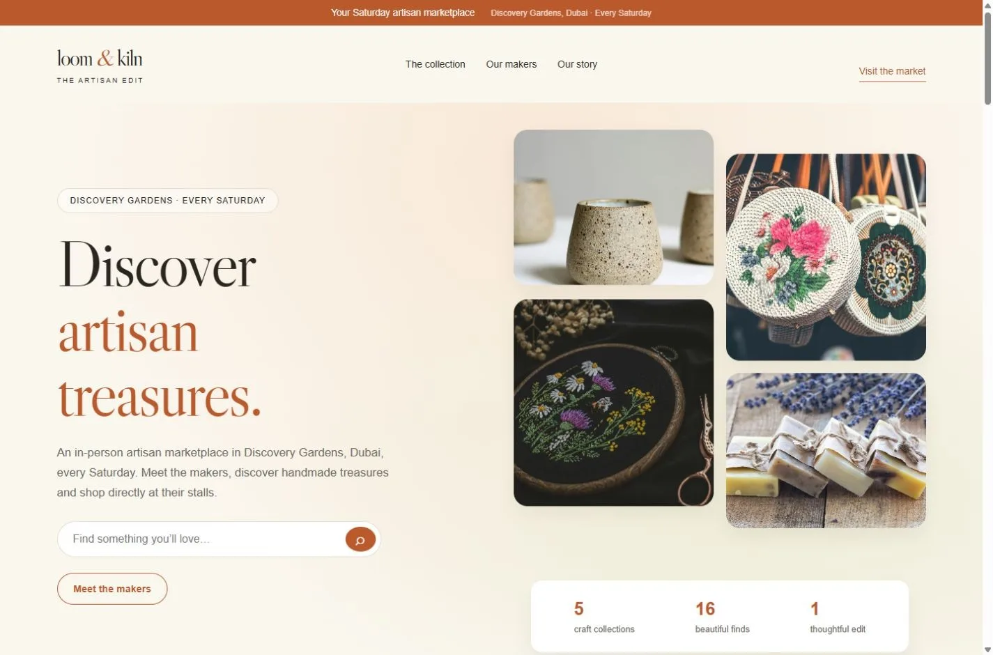 Loom & Kiln website on desktop