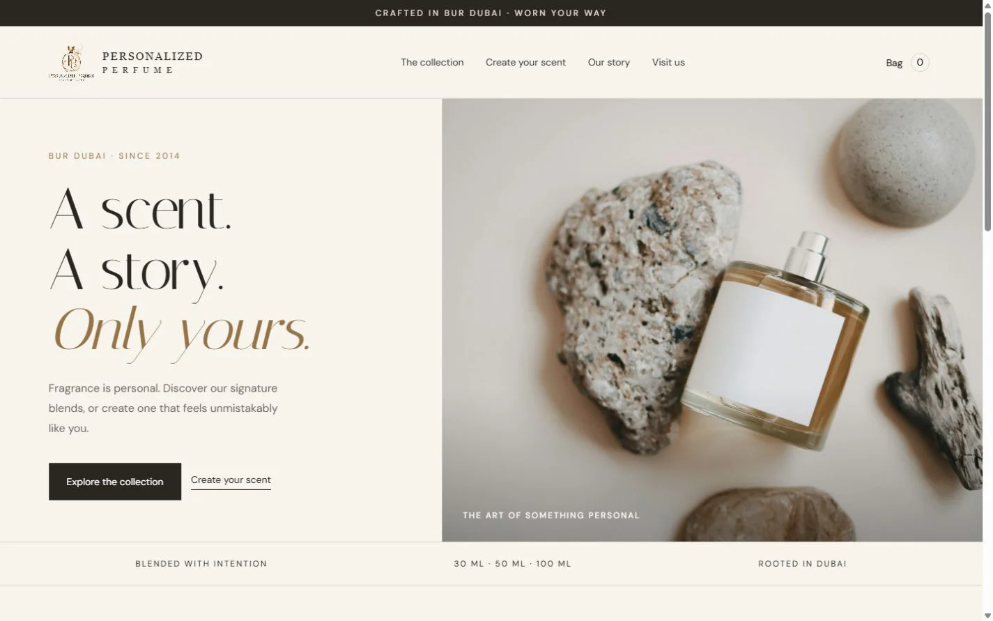 Personalized Perfume: Homepage on a laptop
