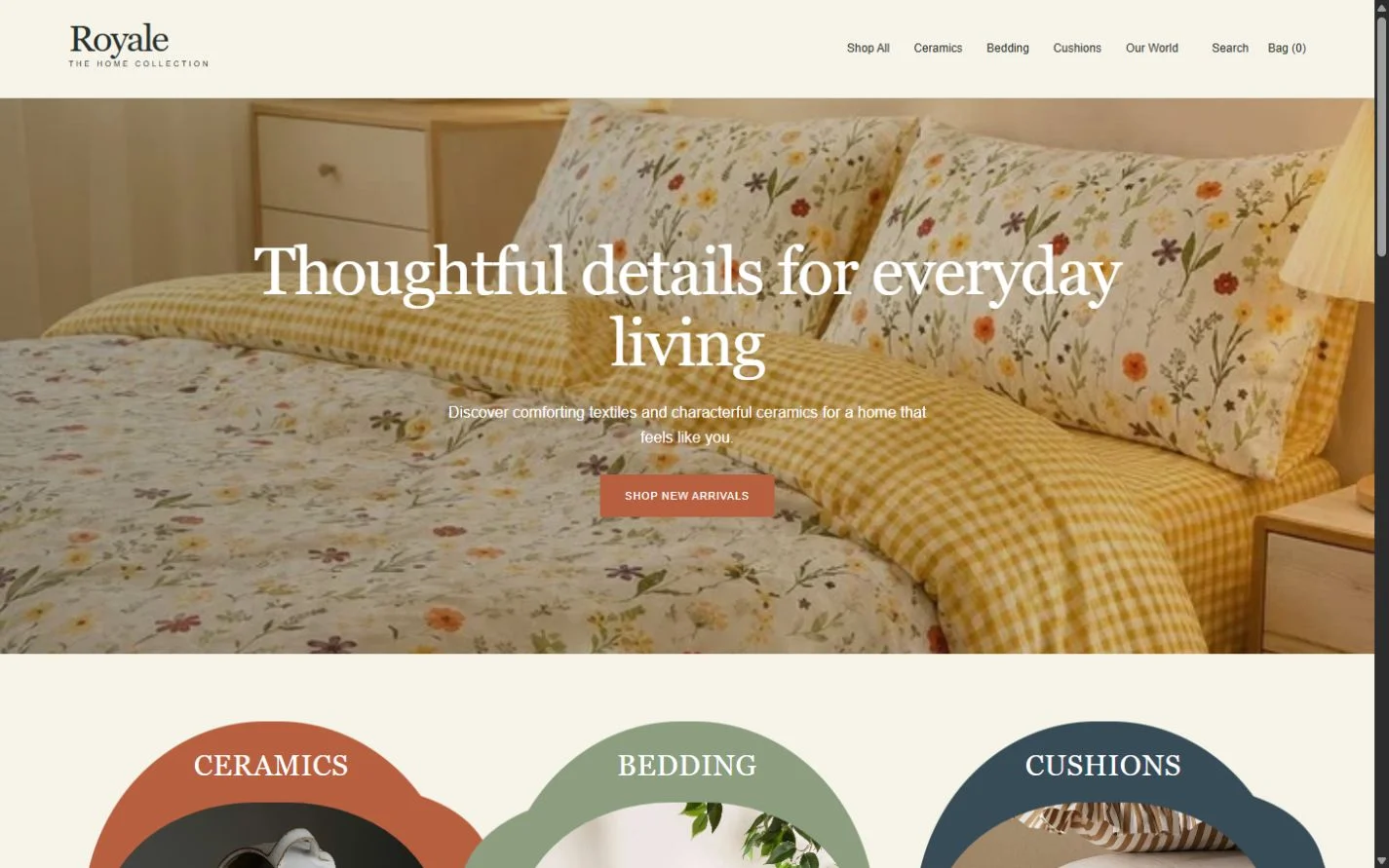 Royale · Shopify: Shopify homepage on a laptop