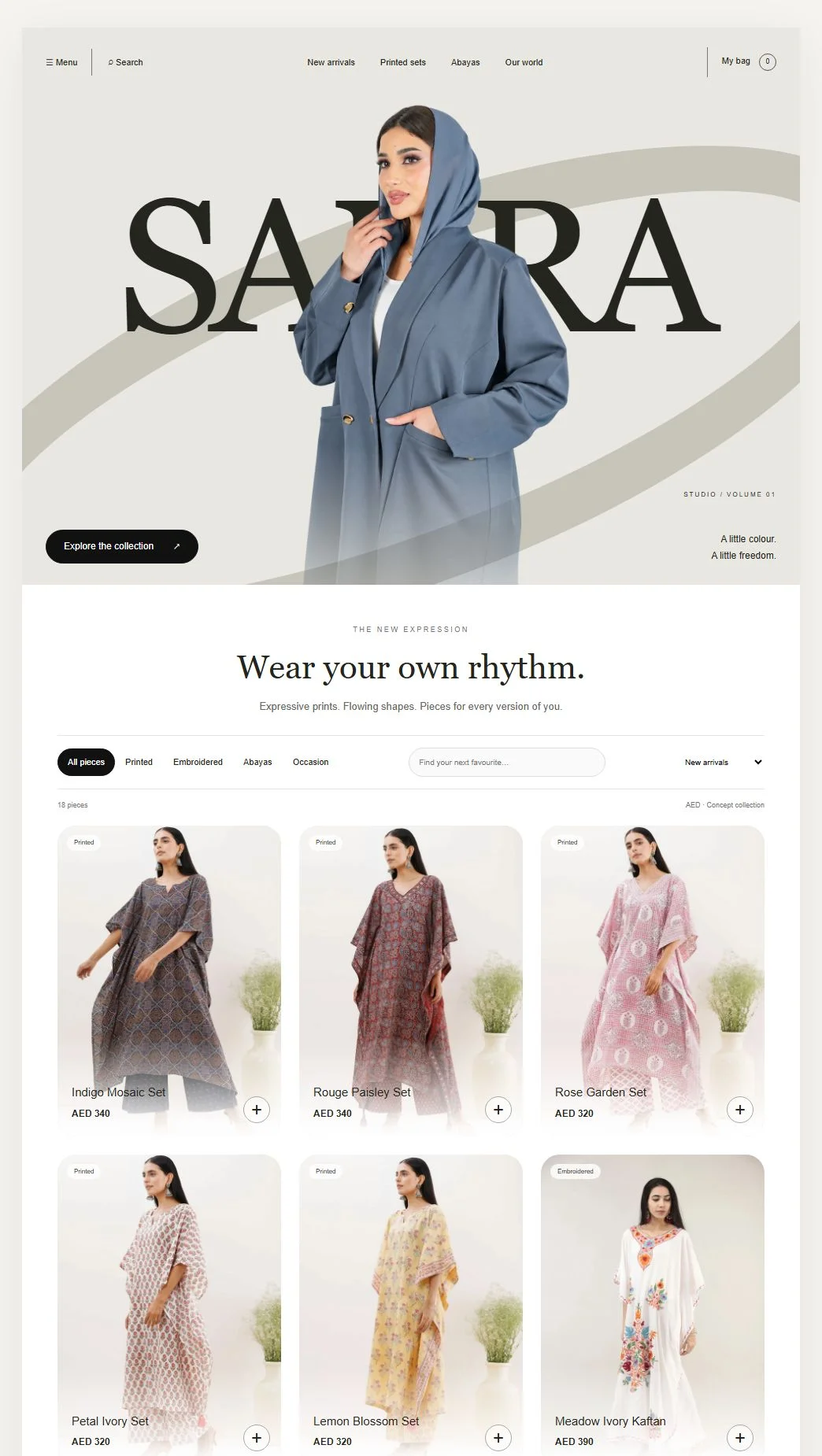 Sahra Studio: Fashion storefront on a laptop