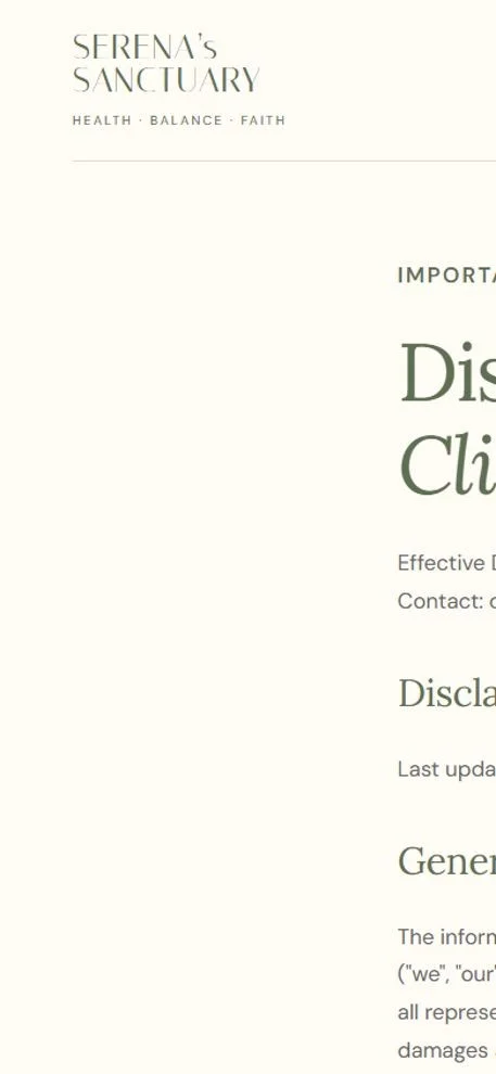 Serena’s Sanctuary: Disclaimer on a laptop