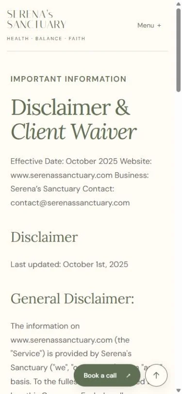 Serena’s Sanctuary: Disclaimer on a phone