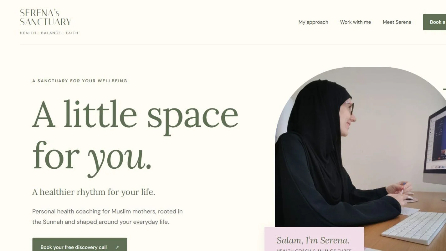 Serena’s Sanctuary: Homepage on a laptop