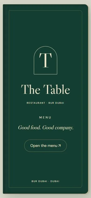 The Table website on a phone