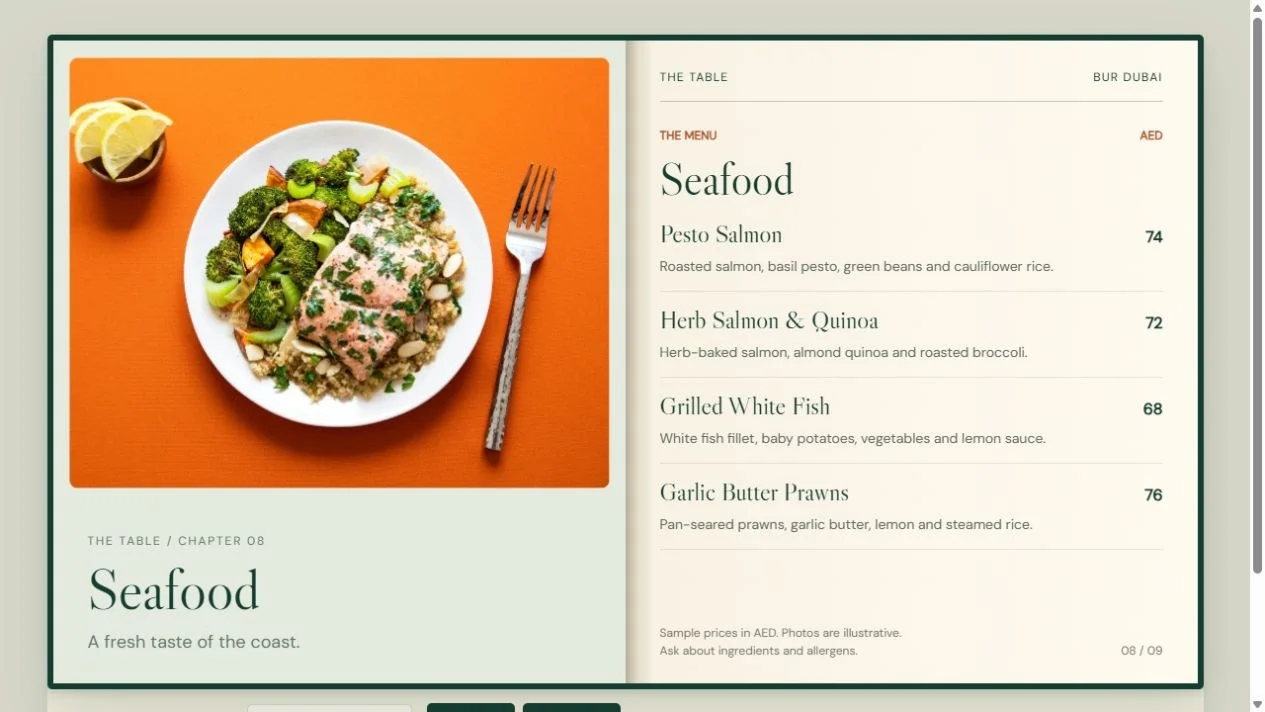 The Table: Restaurant menu on a laptop