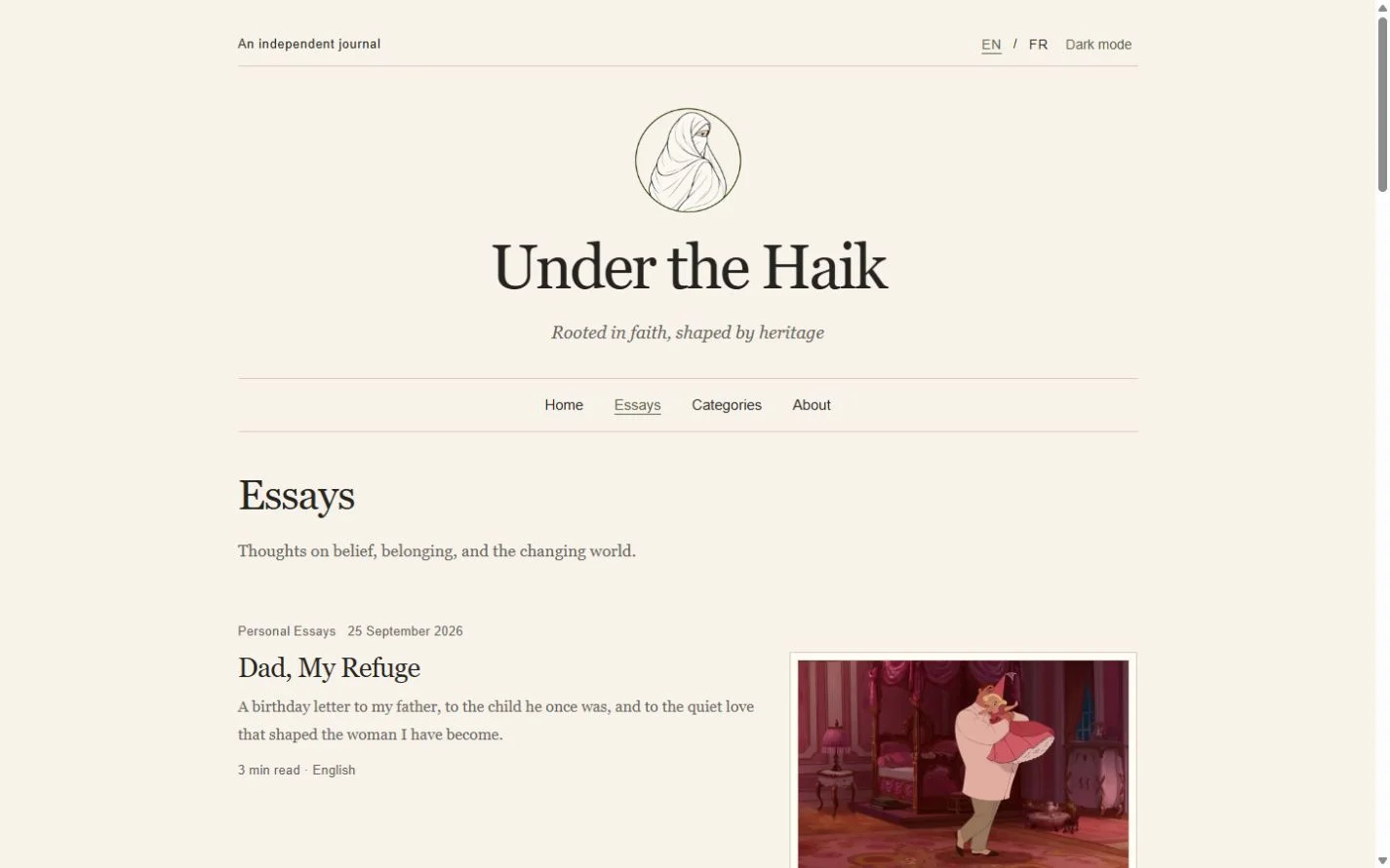 Under the Haik: Essay archive on a laptop