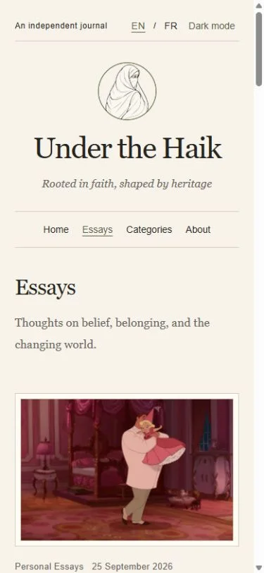 Under the Haik: Essay archive on a phone