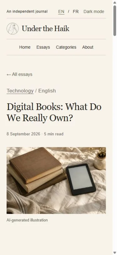 Under the Haik: Individual essay on a phone