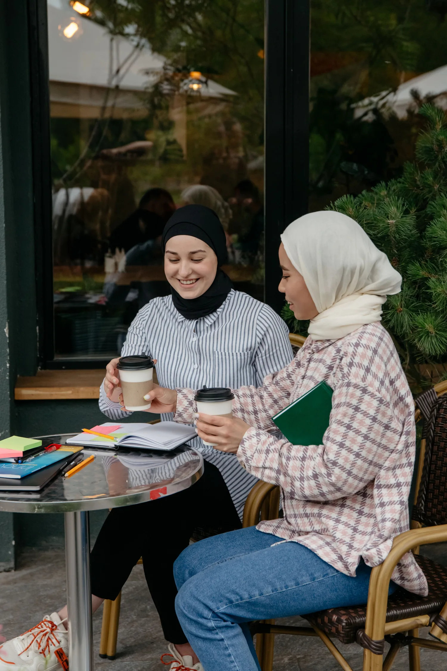Two women enjoying coffee and conversation